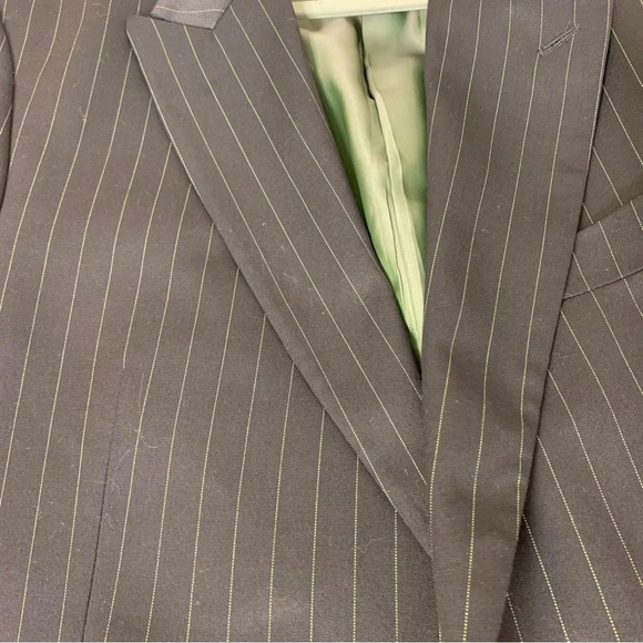 Vintage Massimo Moda Black Green Pinstriped  Rayon Blend Mens Sport Coat Size 44 - Picture 10 of 12